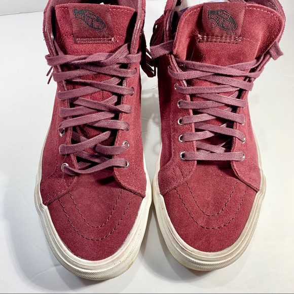Maroon vans skate shoes with tassels hi top suede - Picture 2 of 8